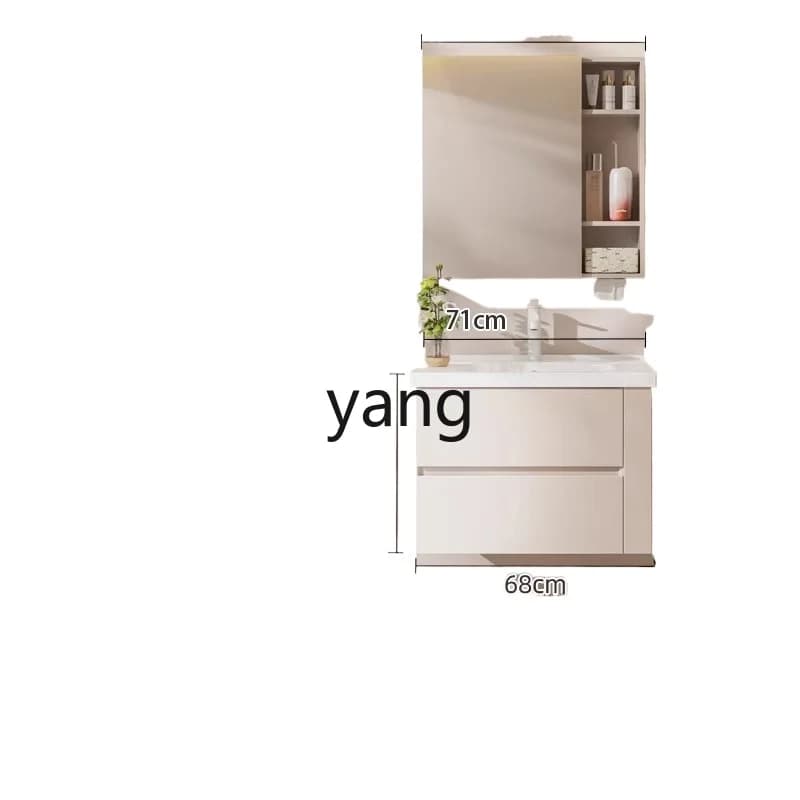 LMM Cream Wind Ceramic Integrated Bathroom Cabinet Toilet Side Bathroom Cabinet