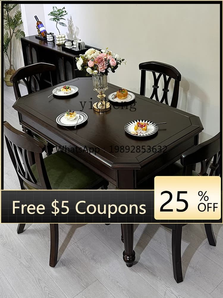 AA American-style Solid Wood Dining Table and Chair Set Rectangular Dining Table for Home Use Simple Design