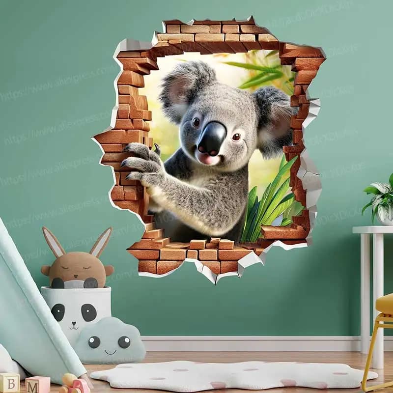Koala Wall Stickers Children's Room Mural Decals Bedroom Family Nursery Wallpaper Decorations AA277