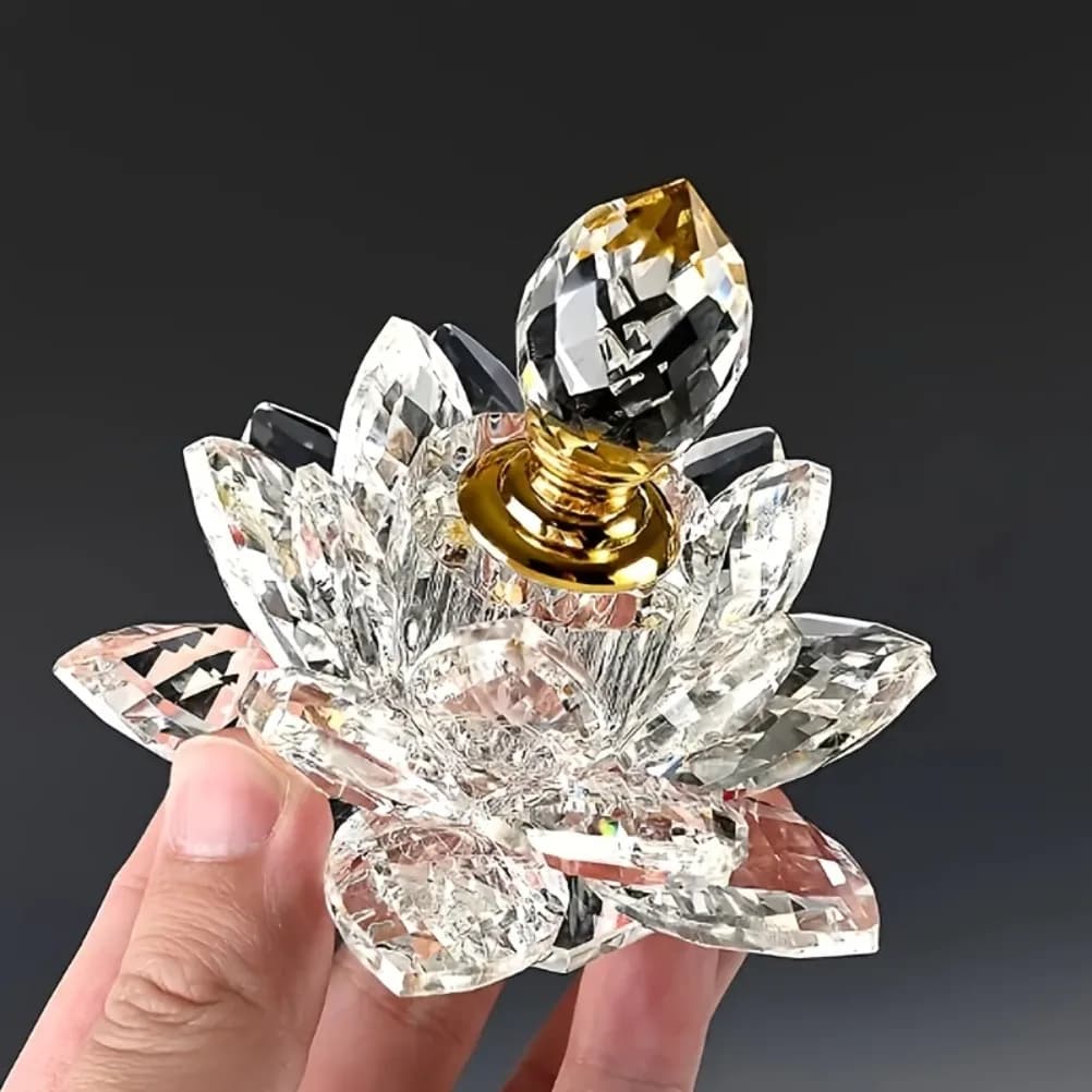 Botella Perfume cristal loto creativa,coracionescorativas escritorio cristal,coración escritorio para