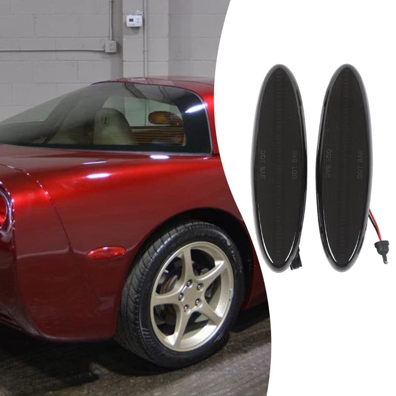 2piece set ABS black For Chevrolet Corvette C5 1997-2004 car rear side fender turn signal cover accessories (replacement parts)
