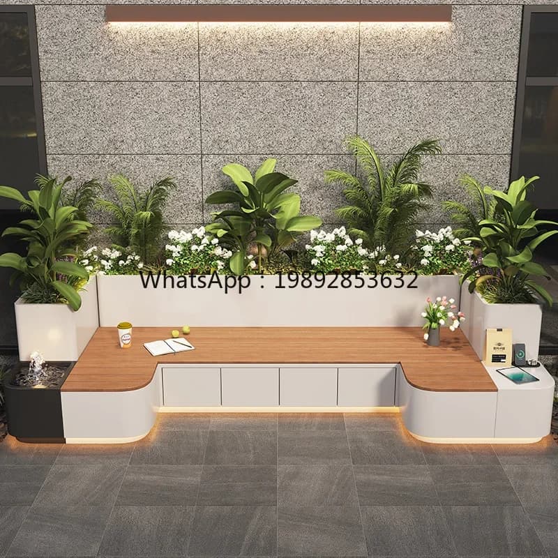 Z1 Outdoor Iron Art Flower Box Terrace Courtyard Sofa Seat Combination Balcony Stainless Steel Planting Box Courtyard Seating