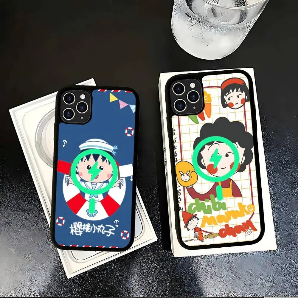Catoon Chibi Maruko Chan Magnetic Wireless Phone Case For IPhone 17 16 15 14 13 12 11 Pro Max Plus Mag Phone Cover