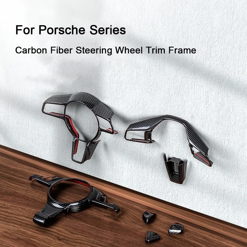 For Porsche Panamera 971 Macan 95B Boxster 981 Cayenne Cayman Taycan 911 718 2006-2023 2024 2025, Car Steering Wheel Trim Frame