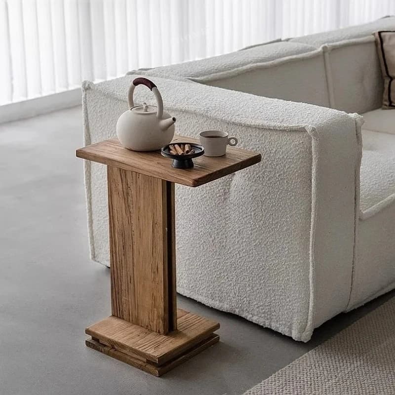 Solid Wood Side Table Multifunctional Accent Table for Sofa Vintage Rustic