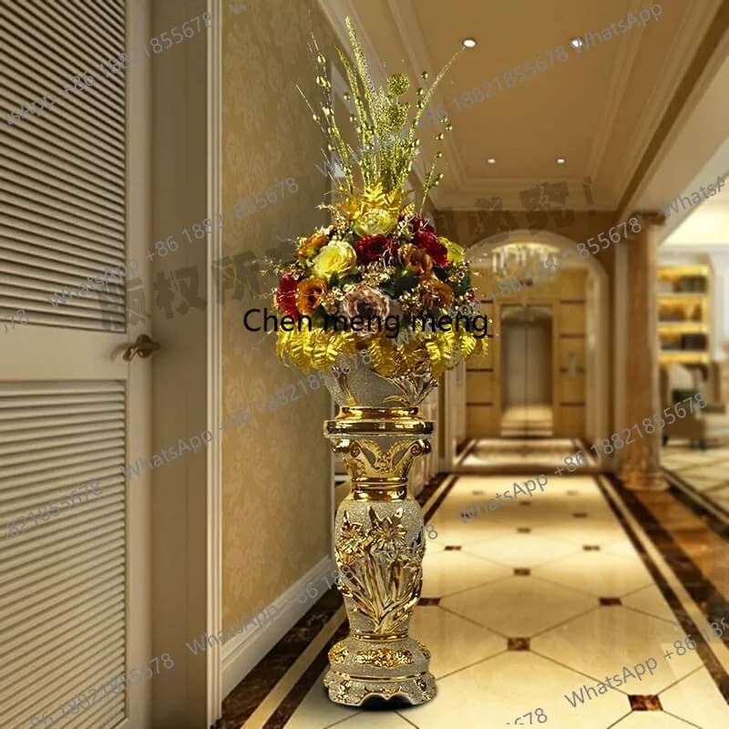 Luxury floor-to-ceiling large vase simulation European modern home living room flower arrangement decoration ornament