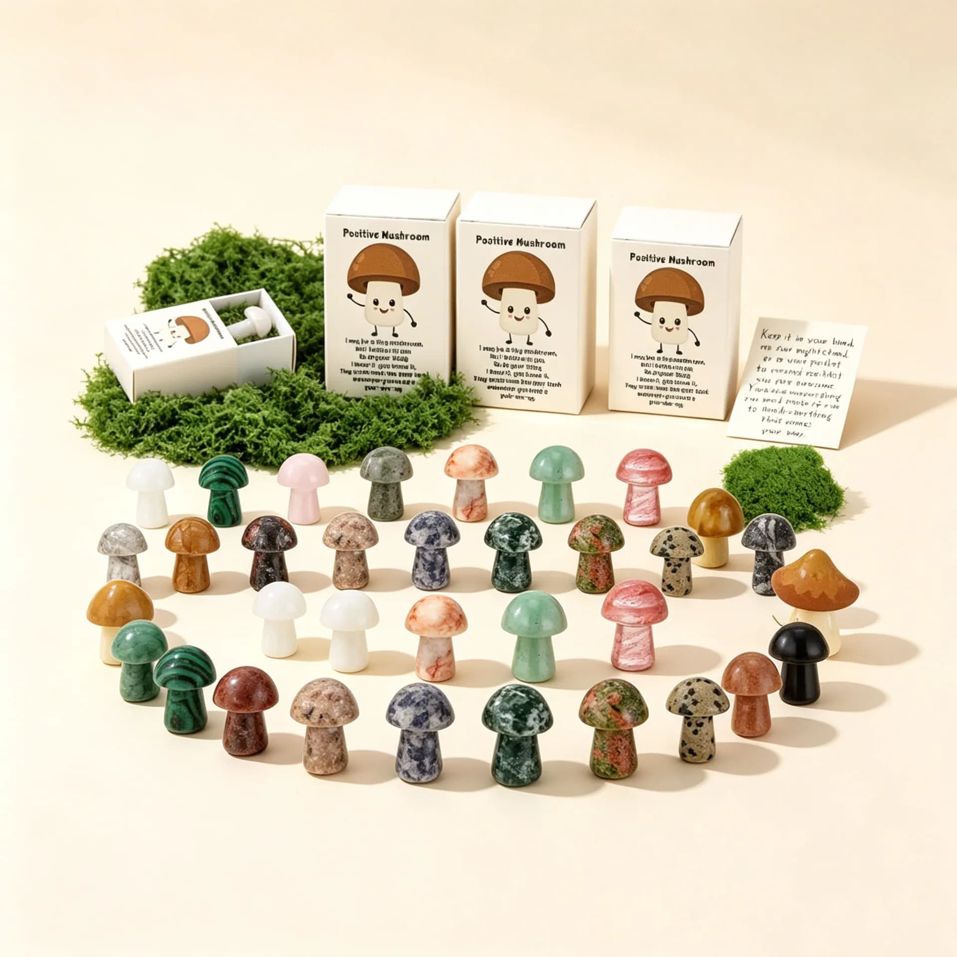 8/12/20PCS Set Natural Crystal Mushroom Figurine Mini Stone Statue Healing Desktop Ornament  Cute Mineral Craft Gift Home Decor