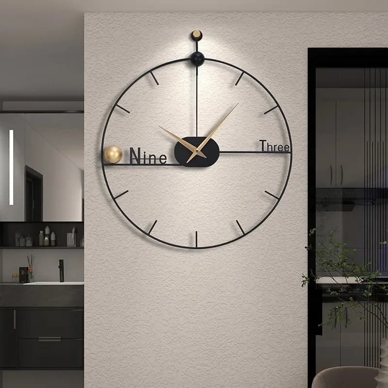 Spanish Style Minimalist Wall Clocks Simple Modern Living Room Wall Clocks Creative Metal Frame Roundness Luxury Home Decor