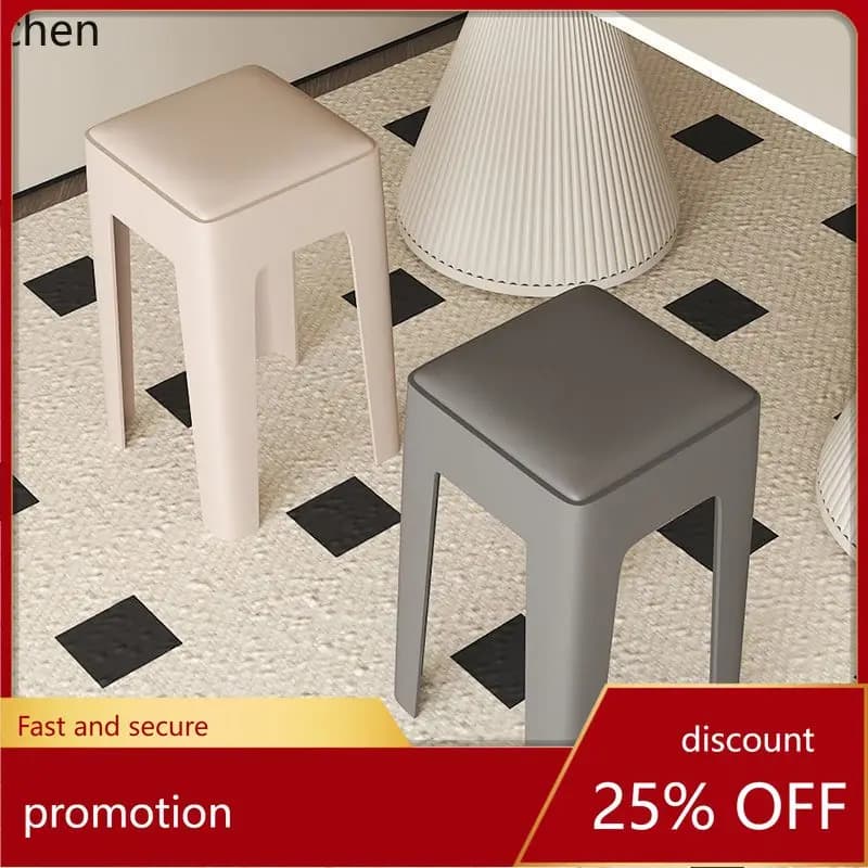 CZ1 Durable Plastic Stool Soft Cushion Simple Storage Dining Stool