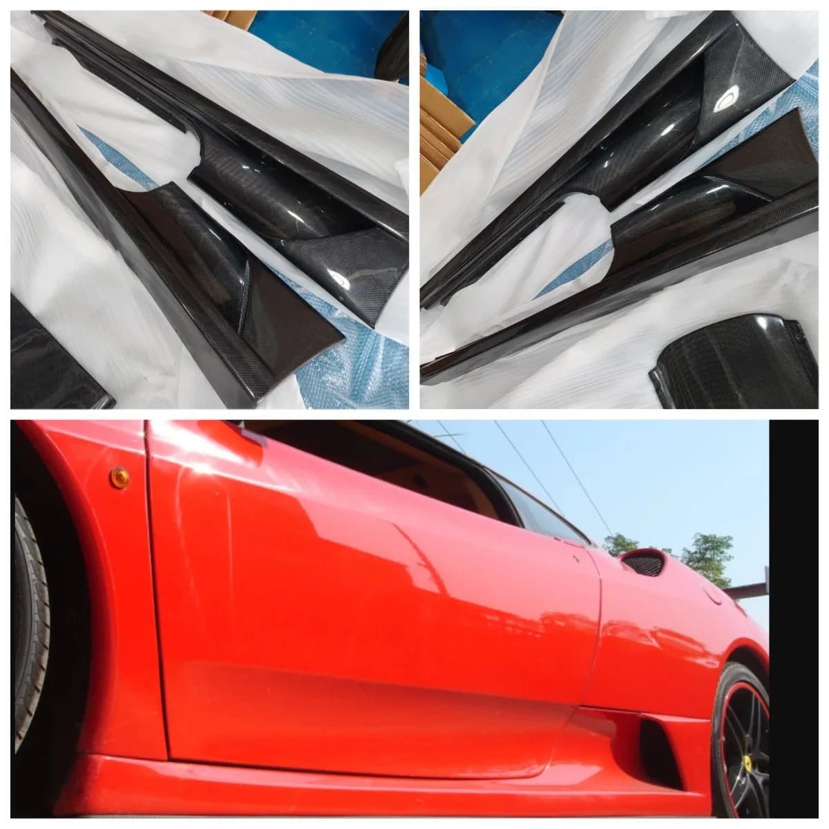 For Ferrari F430 Carbon Fiber OE Side Skirt bodykits 2Pcs car Bodykits