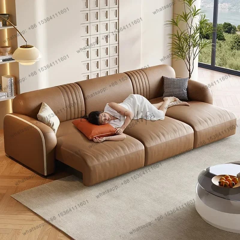 LJY Designer Brown Electric Sofas Foldable European Quality Smart Living Room Sofas Lounges Relax Sofa Wohnzimmer Furniture For