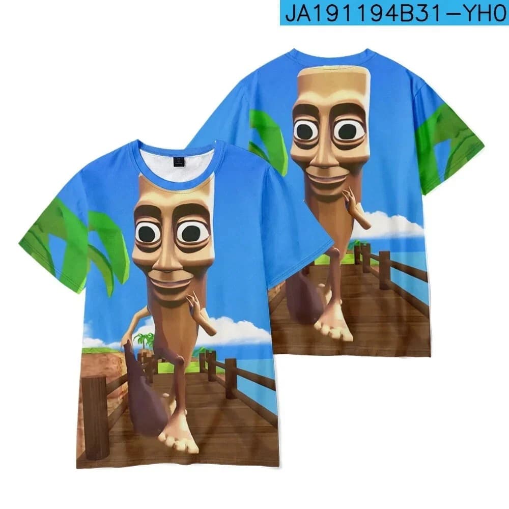 New AI Fashion Tung Tung Tung Sahur Italian Brainrot Cartoon Print T-shirt Children's Sports Breathable Clothing Boys 3D Clothes