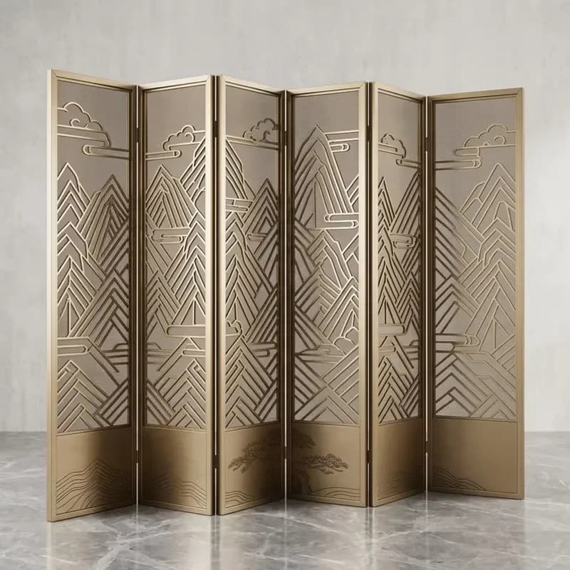 Custom Stainless Steel Folding Screen Room Divider, Cut Decorative Art Partition for Hotel Villa Living Room