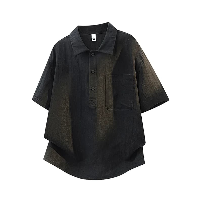 Linen Short-sleeved Polo Collar Shirt Men's 2026 Summer New Pullover Shirt