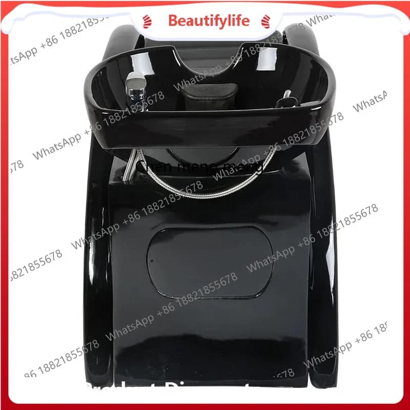 Barber shop shampoo bed deep ceramic basin high-grade simple semi-lying flush bed H