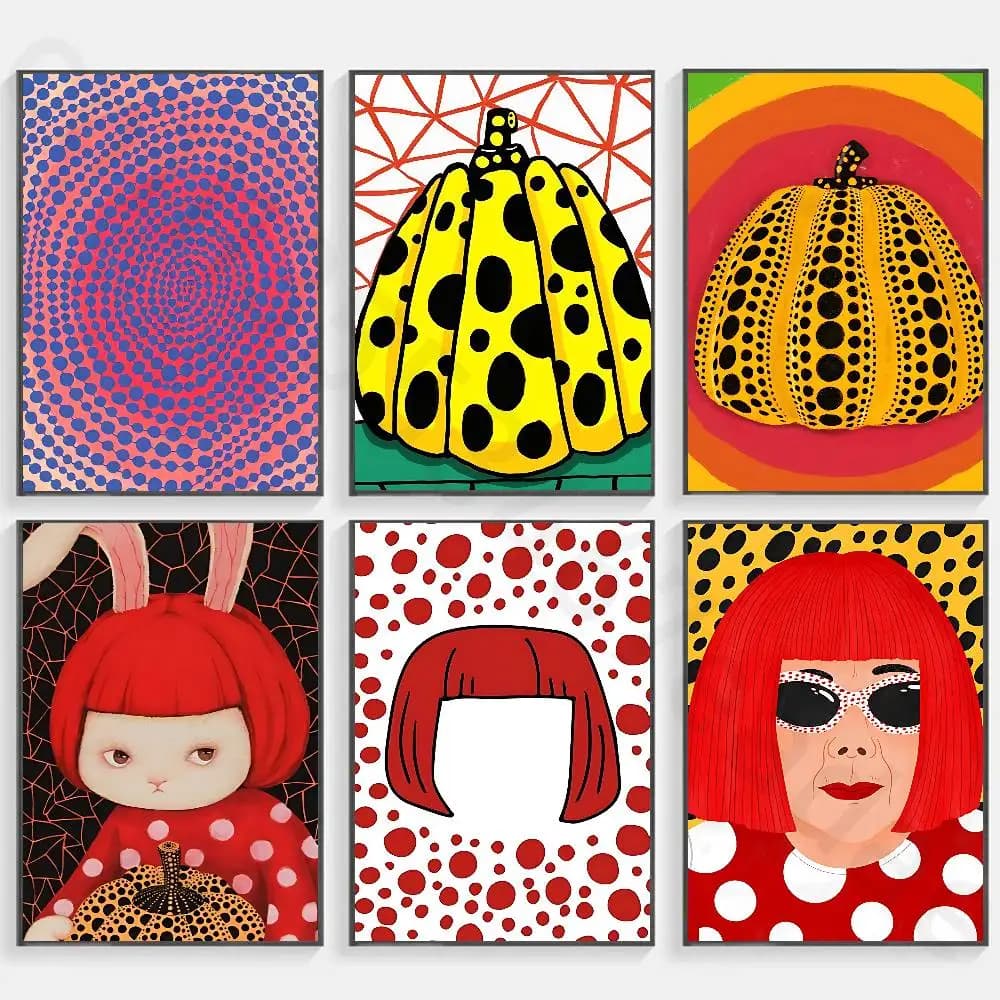 Y-Yayoi Art K-Kusama Classic Wall Art, Canvas Print Poster, Suitable for Home, Living Room, Room Decoration Painting