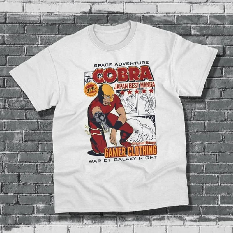80s vintage manga Cobra The Space Pirate Psychogun Kobura Adventure Anime t shirt large size tops cartoon Graphic Y2K clothes