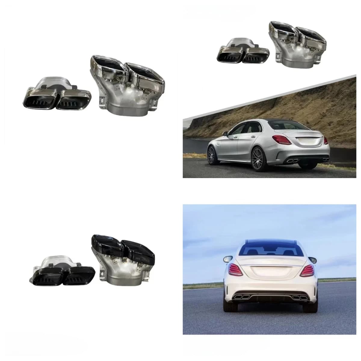 Stlf Wholesale 2019 C63 Style Stainless Steel Car Rear Bumper Tail Pipe For W205/C205 2015-2021