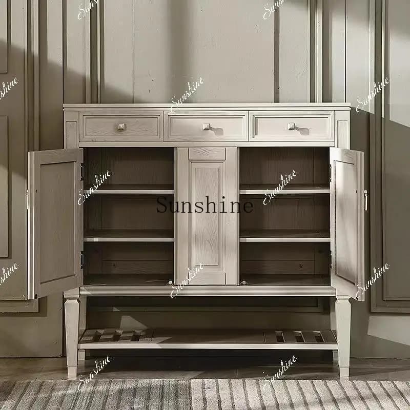 American light luxury solid wood foyer porch cabinet small apartment retro locker  FT