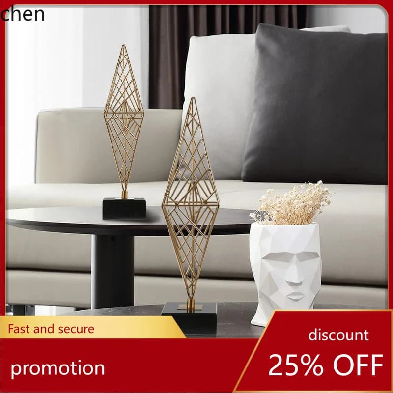 HT Geometric Iron Art Ornament Modern Minimalist Living Room TV Cabinet Decoration Bookshelf Desktop Display