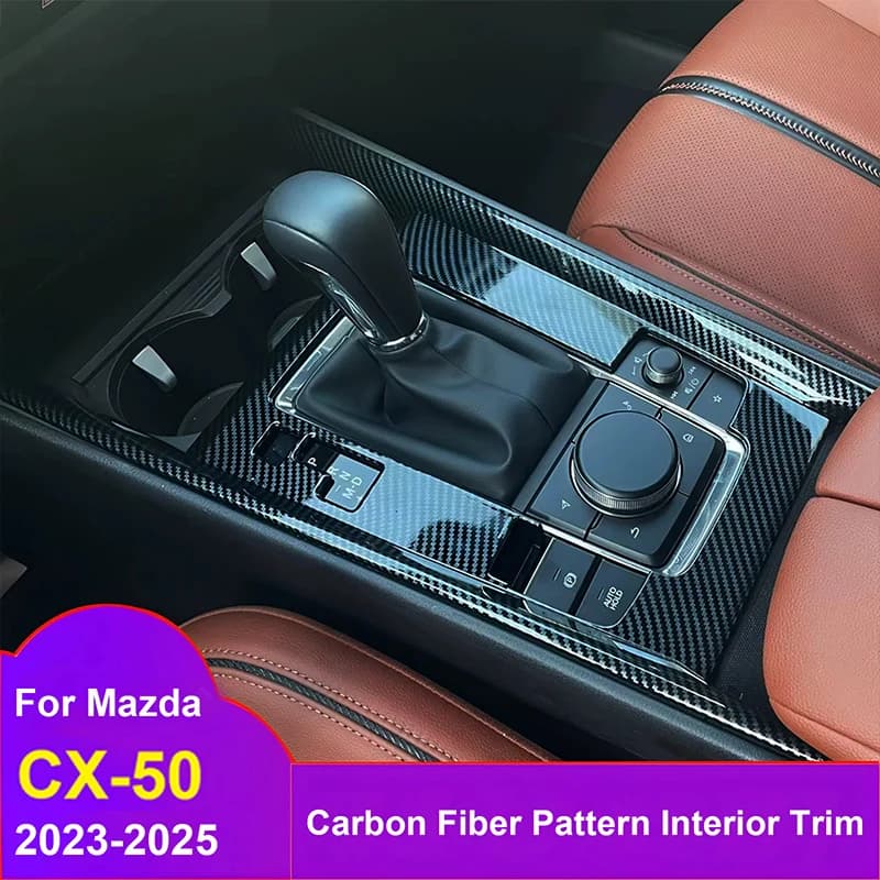 For LHD Mazda CX-50 CX50 2023 2024 2025 ABS Carbon Fiber Grain Interior Trim Console Gear Shift Panel Window Lift Air Outlet