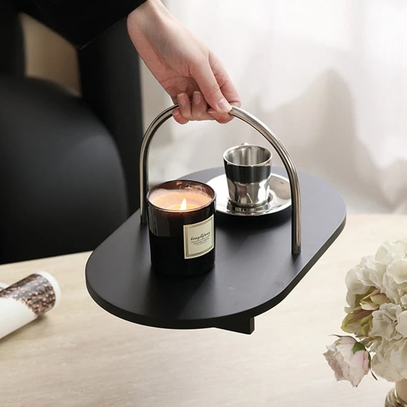 Modern Metal Handle Decoration Ornament Model Room, Study Room, Hotel, Homestay, Quiet Style, Wooden Black Tray Storage