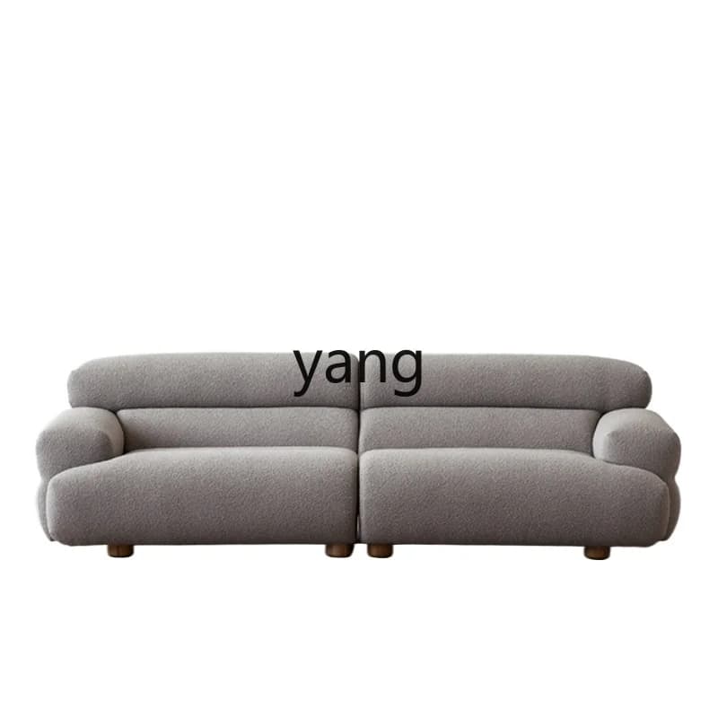 LMMLight Luxury Fabric Sofa Living Room Retro Simple Solid Wood Three-Seat Sofa