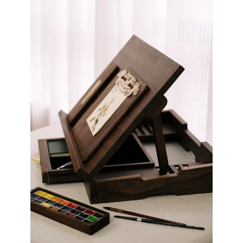 Black walnut folding easel watercolor pencil drawing board desktop adjustable