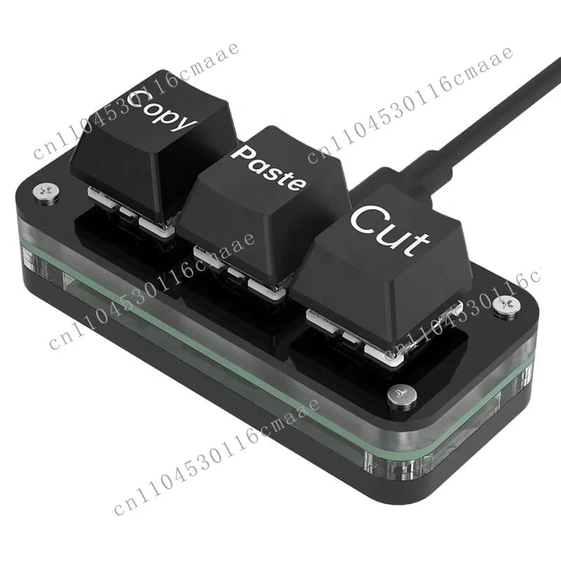 Mini One-handed Keyboard 3-key Programmable Shortcut Keyboard for Gaming, Streaming Editing, Copy, Paste, Cut Productivity Tools