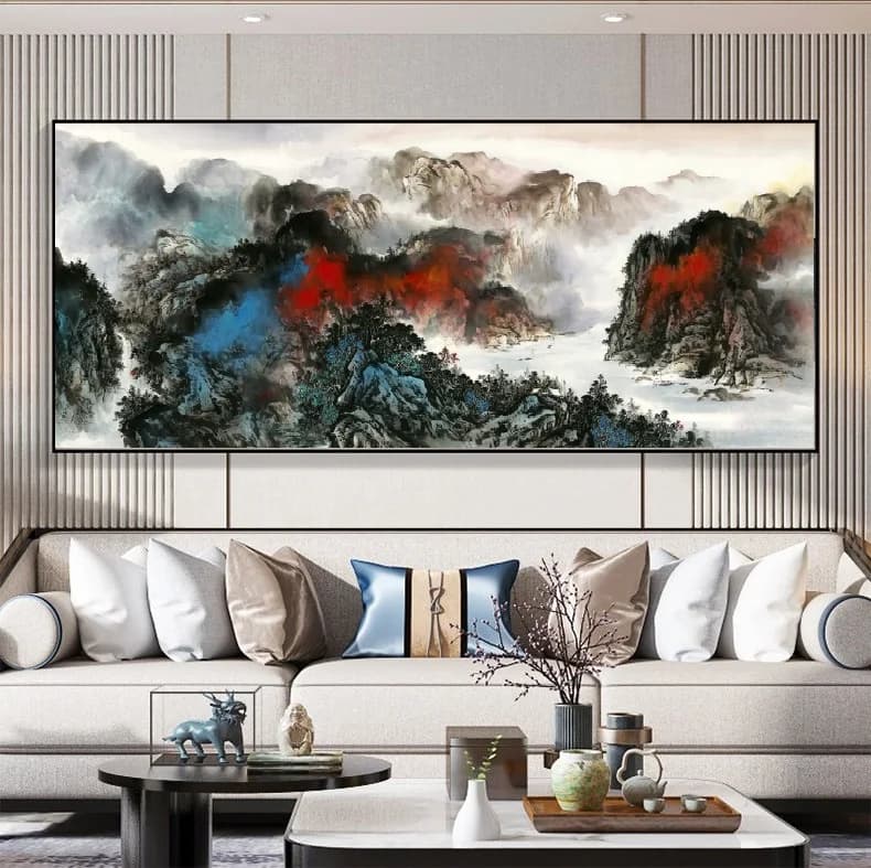 With a long history, traditional Chinese landscape painting, Print Art Canvas Poster, For Living Room Decor, Home Wall Picture