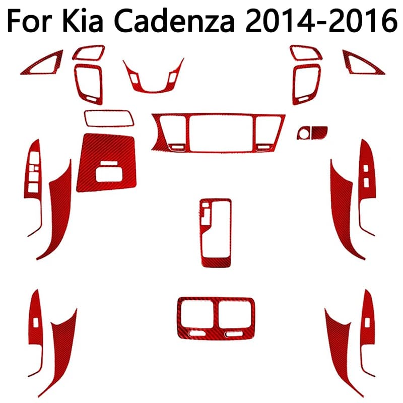 Carbon Fiber Red Interior Decorative Stickers For Kia Cadenza 2014 2015 2016 Cover Trim Car Styling Accessories