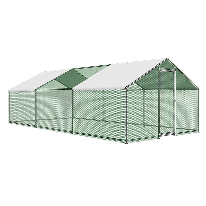 Metal Poultry Cage 4x3x2m To 10x3x2m - Galvanized Steel Chicken Coop for Outdoor Use Waterproof Roof & Ventilation Easy Assembly