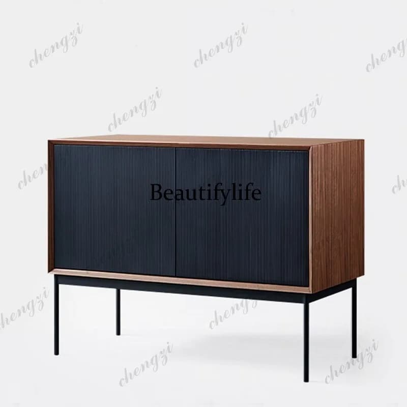 Italian side cabinet Simple modern entrance locker Nordic walnut side cabinet