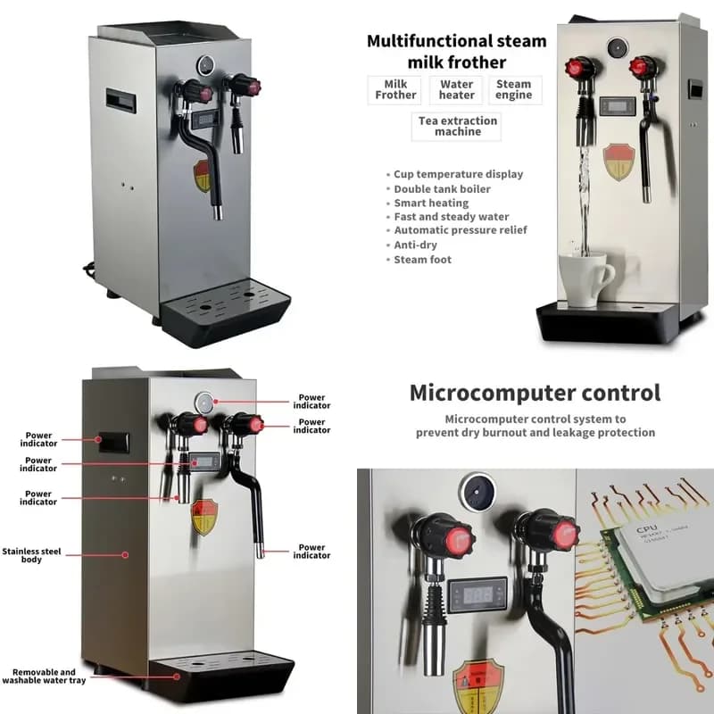 Commercial Stainless Steel Milk Frother Coffee Mixer Milk Foamer Maker Milk Frother Coffee Blender Steam Boiler Machine