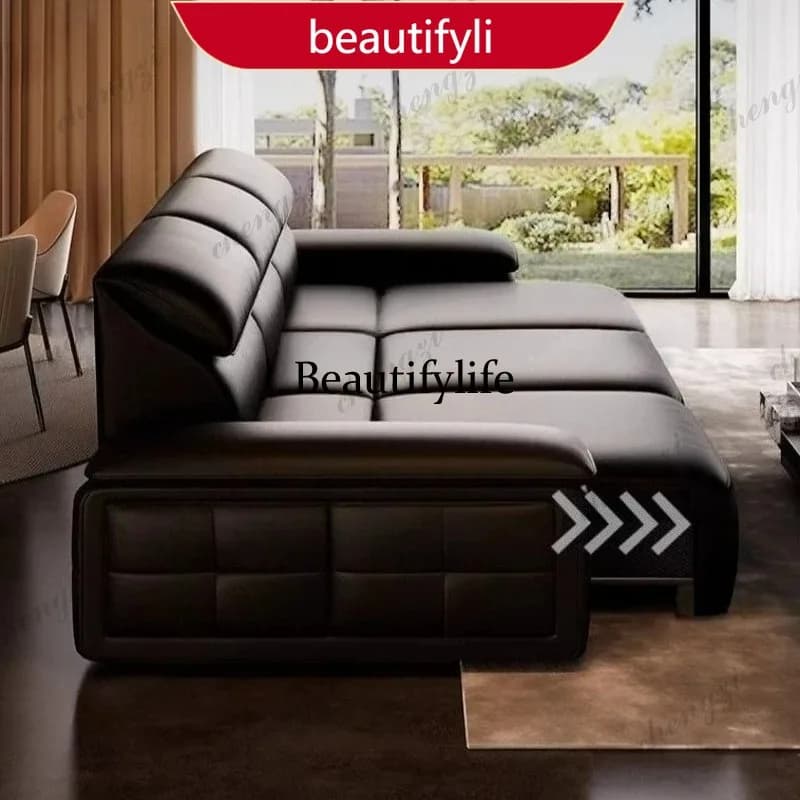 45 Luxury genuine leather electric function sofa bed living room sofas Convertible sofa sectional couch Armchair home furniture