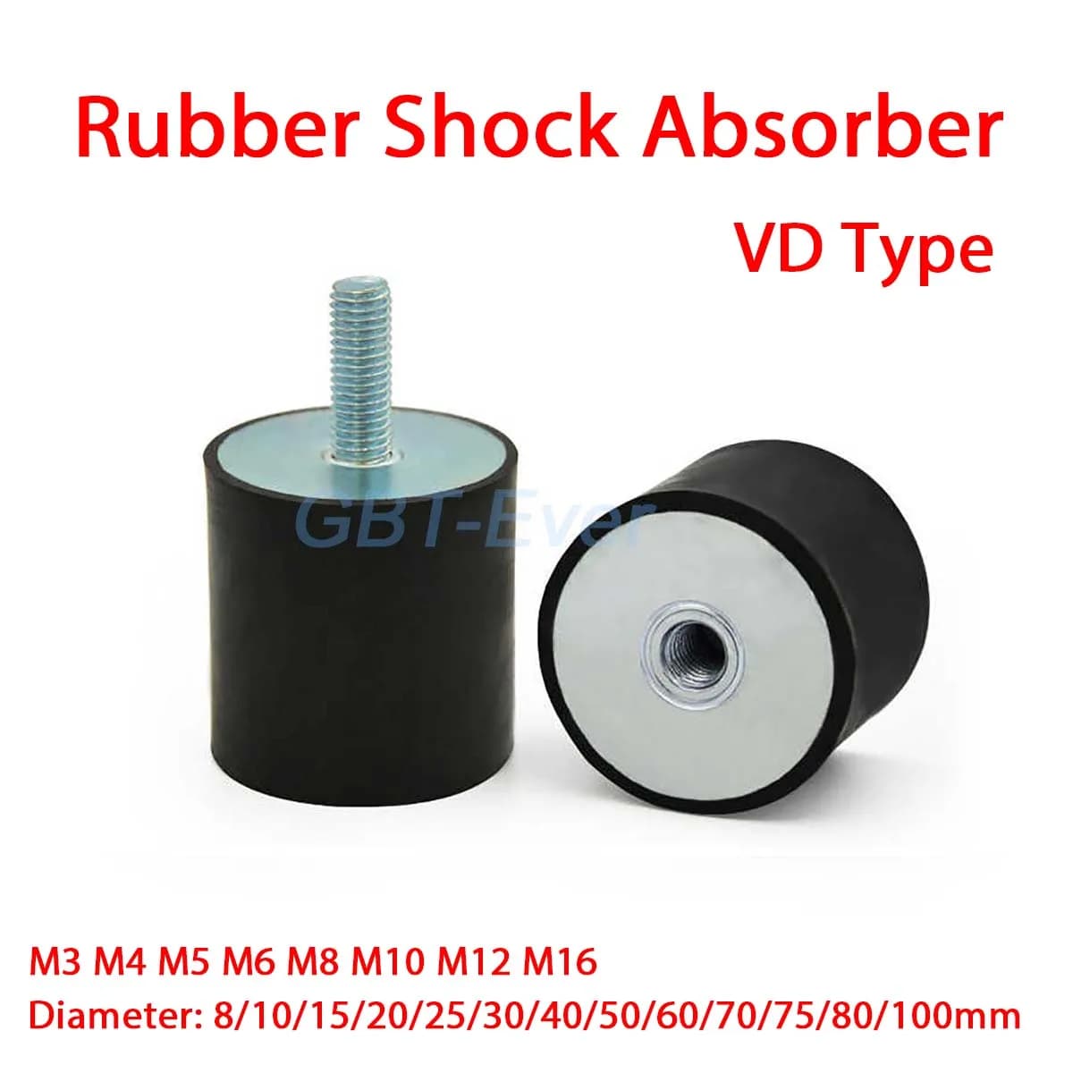1pcs Rubber Shock Absorbers M3 M4 M5 M6 M8 M10 M12 M16 Dia 8/10/15/20/25/30/40-100mm Anti Vibration Rubber-Metal Silentblock VD