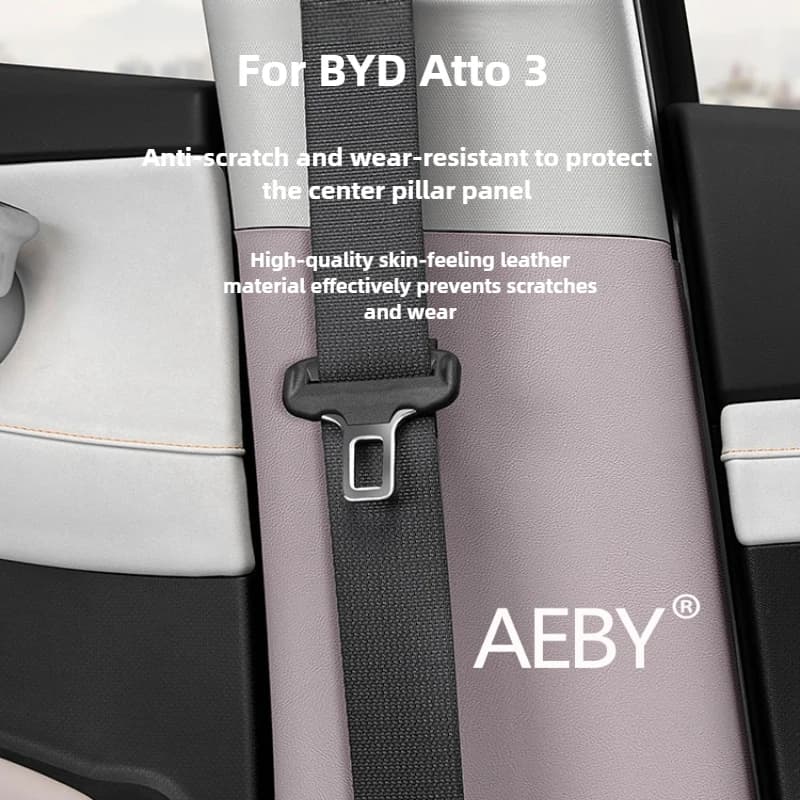 AEBY For BYD Atto 3 Smart Driving Edition 2022-2025 Seat Belt Cover Set Car Interior Accessories	,Anti-Scratch Kick Pad
