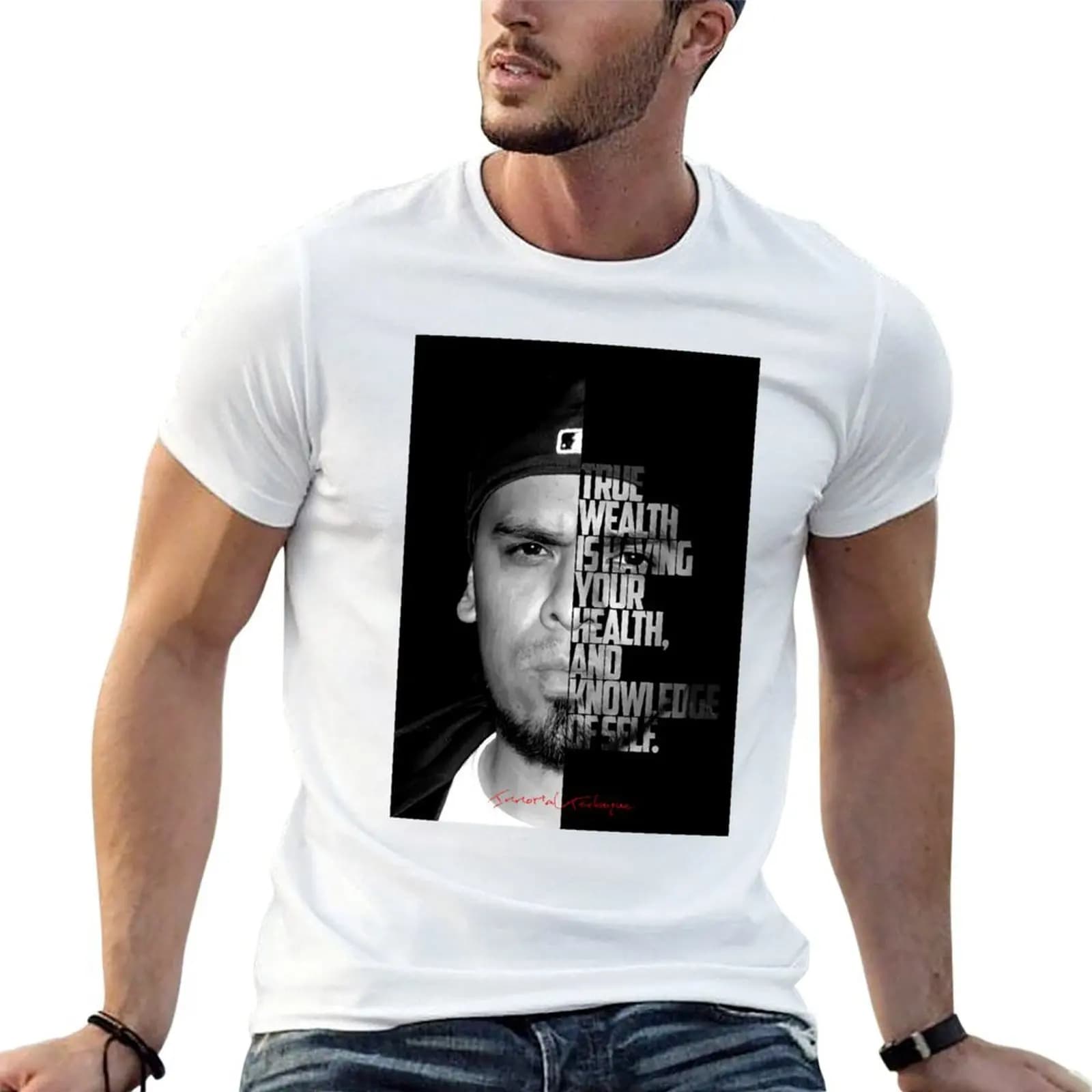 Immortal Technique Portrait with Lyric Typography T-Shirt sweat clothes black t shirts for men