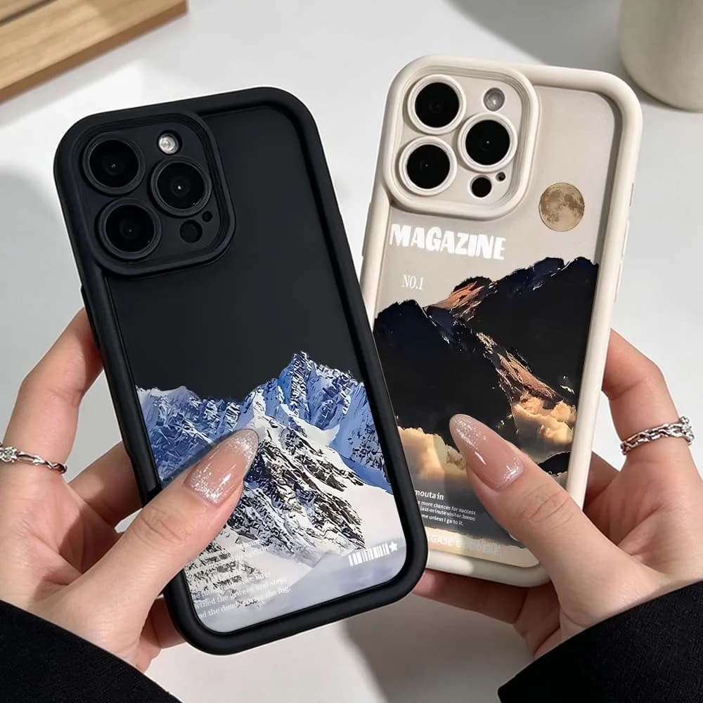 Snowy Mountain Peaks Silicone Case For Apple iPhone 17 Air 16 15 14 13 12 11 Mini Plus Pro Max Soft Phone Case