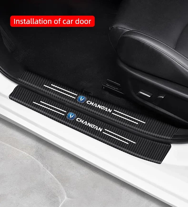 5/8/9Pcs Car Door Sill Threshold Guard Anti-Scratch Carbon Fiber Sticker Entry Protector Tape Fits Changan CS55 CS35 UNI-V UNI-K