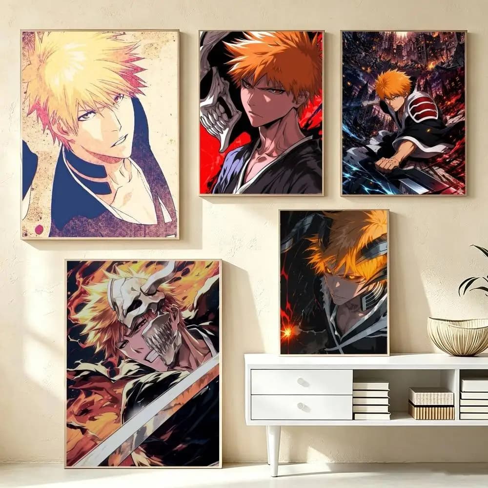 I-Ichigo Kurosaki B-Bleach Poster High Quality Dorm Living Room Aesthetic Wall Decoration Painting Stickers Gift