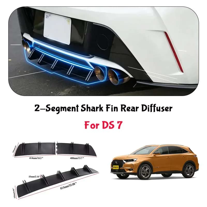 For DS 7 Shark Fin Rear Diffuser Split Chassis Spoiler Auto Aerodynamic Parts Aerodynamic Modification