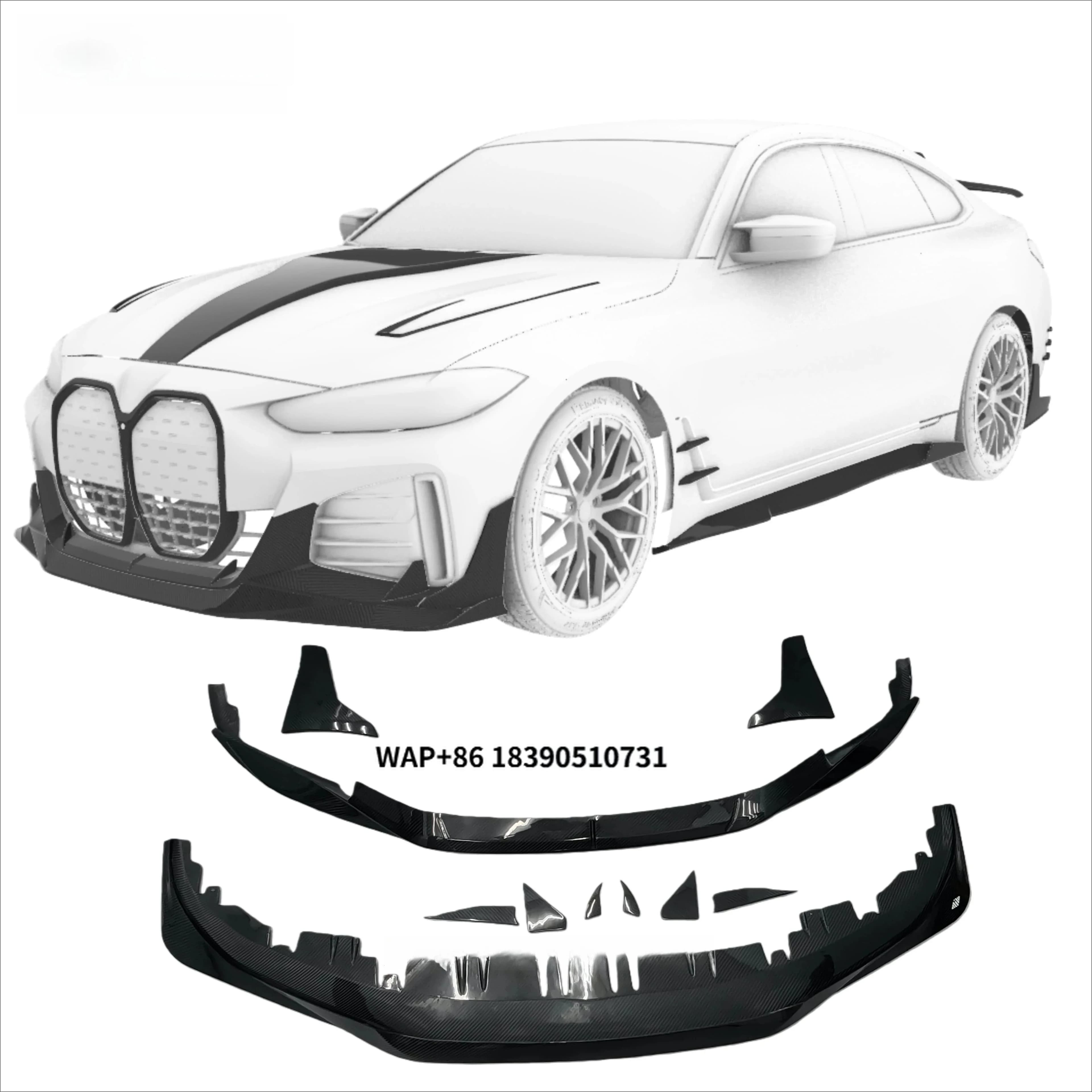 Top-quality Dry Carbon Fiber for I4 AMANS Design Front Lip Aero Body Kits
