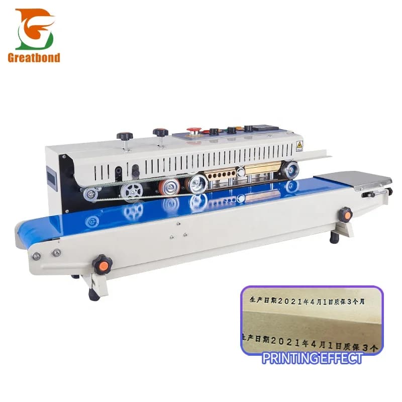 Factory Wholesale Emergency Switch Craft Paper Pouch Tea Nut Spice Pet Food Heat Sealing Date Printing Ink Wheel Sealing Machine