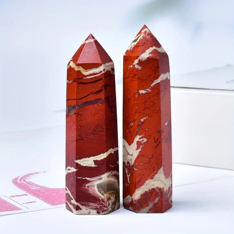 Natural Red Jasper Single Pointed Column Loose Gemstones Bohemian Style Crystal Crafts Home Office Desk Decoration Festival Gift