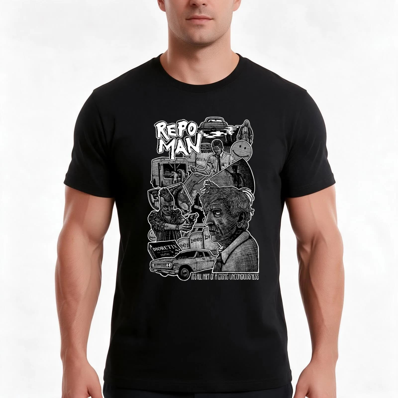 Répo Mán T-Shirt, Summer Casual Cotton Tee, Oversized Streetwear Tops, Vintage Graphic Print, Loose Fit Short Sleeve