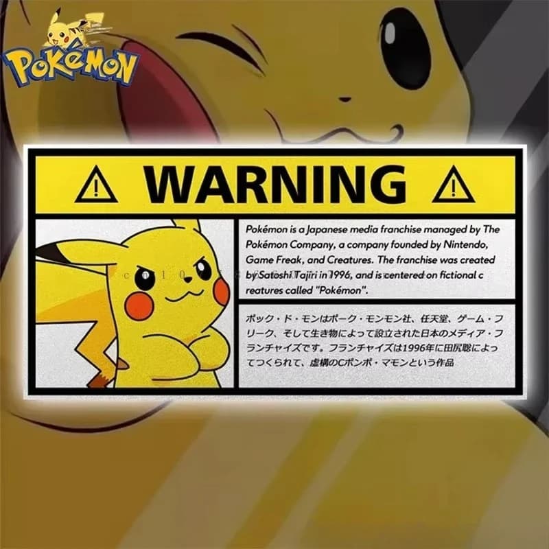 Pokemon Pikachu Gengar Squirtle Warning Scratch Cartoon Waterproof Stickers Personalized Car Fuel Tank Cap Window Stickers