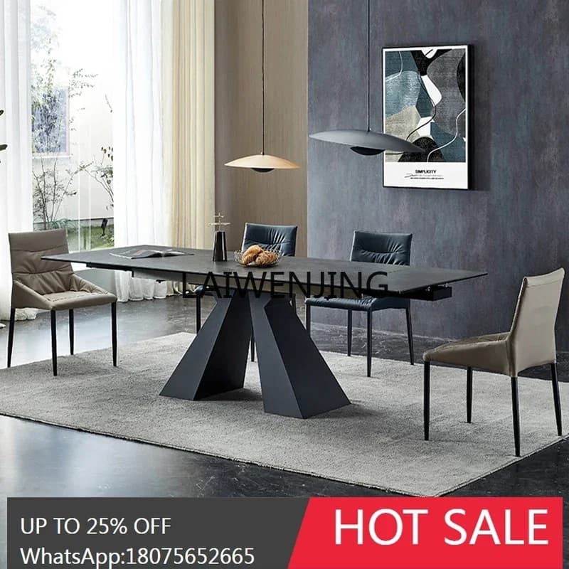 imported rock slab dining table retractable modern simple light luxury household small apartment dining table and chairs