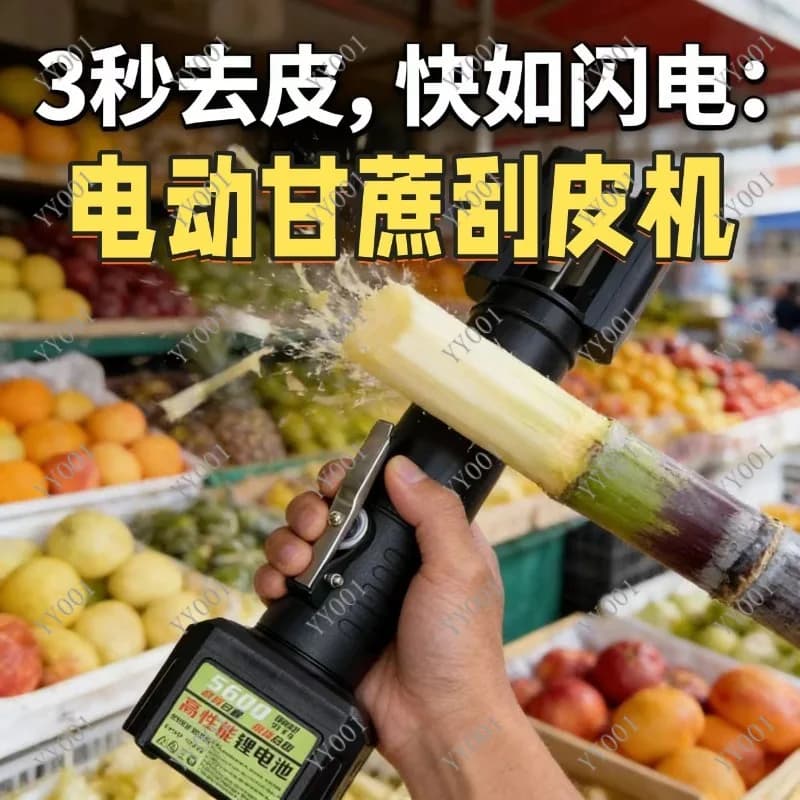 Electric Sugar Cane Peeler Handheld Automatic Peeling Tool for Farm Household Use