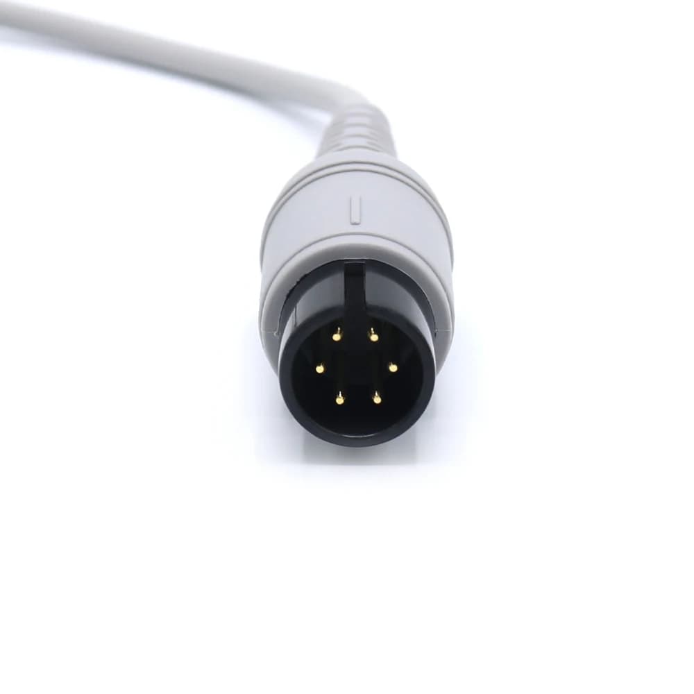Compatible Mindrays Integrated Fixed ECG ECG Cable AAMI MEC 1000 MEC 1200 6pin Snap  3 Lead AHA IEC